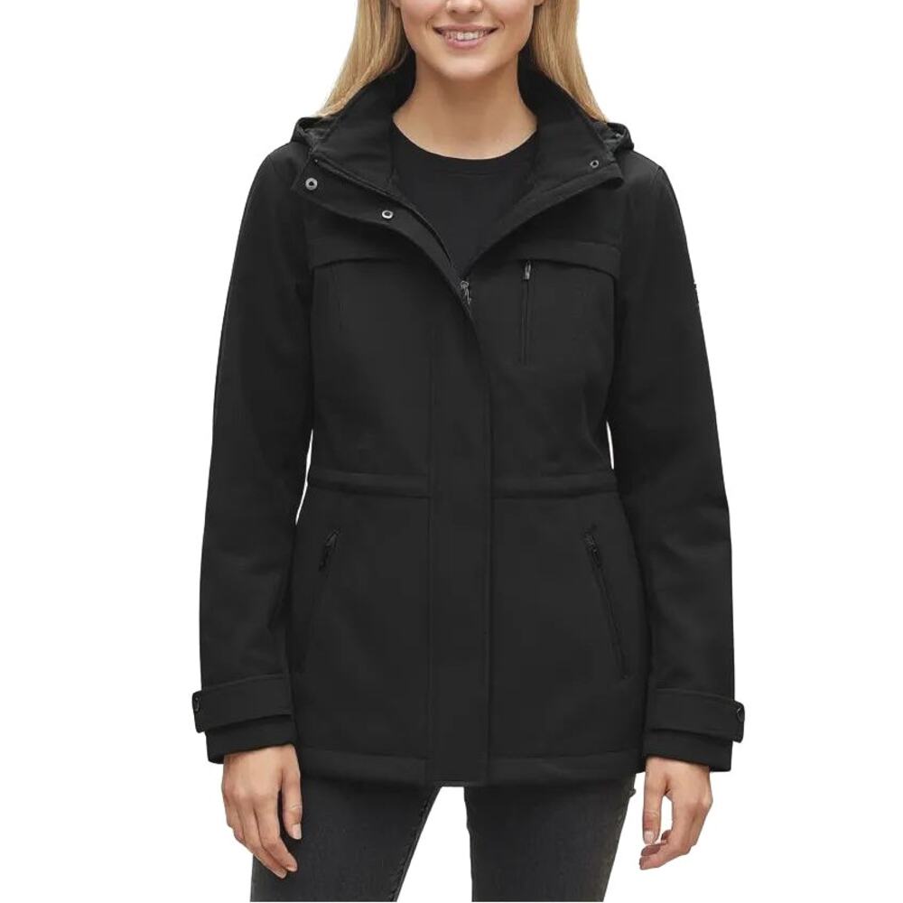 Calvin Klein Performance Black Waterproof Hooded Jacket Mid Length Sporty Size M